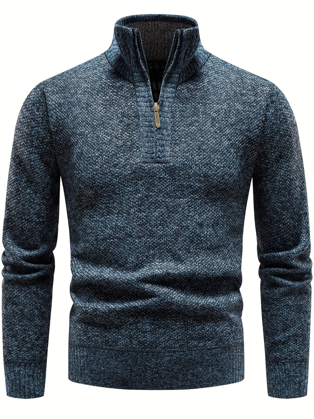 Men's half zip sweater with ribbed cuffs