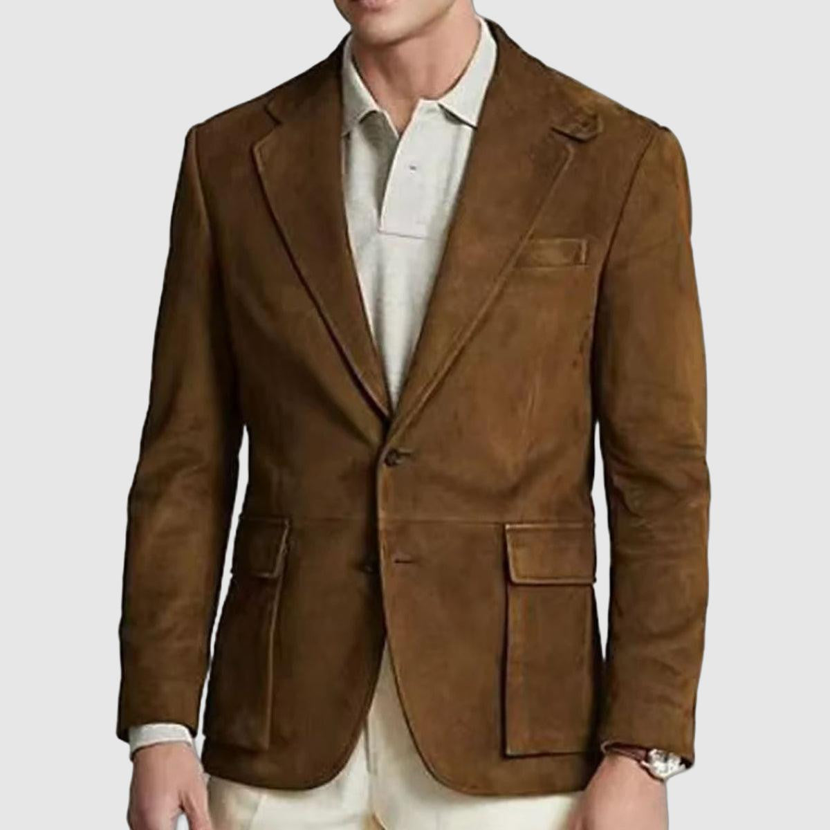 Men's long sleeve jacket with button closure