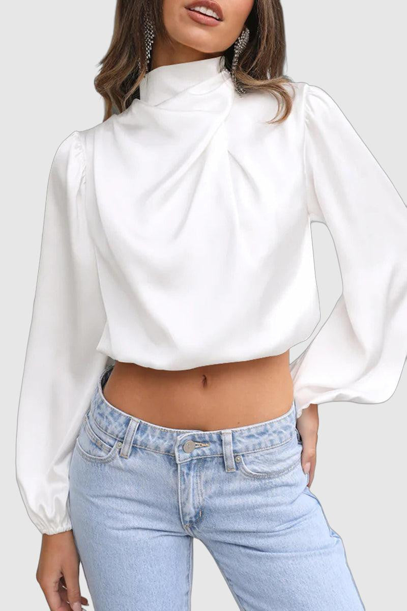 Geil - elegant cropped long-sleeve halter top