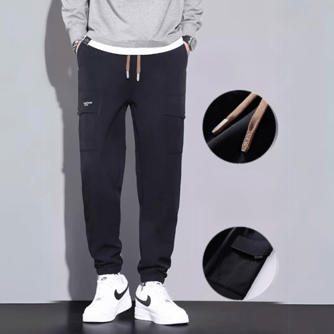 Men's trendy spring pants with cuffed hem