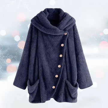 Women's cozy button-up fleece coat