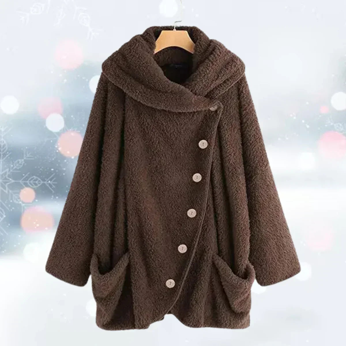 Women's cozy button-up fleece coat