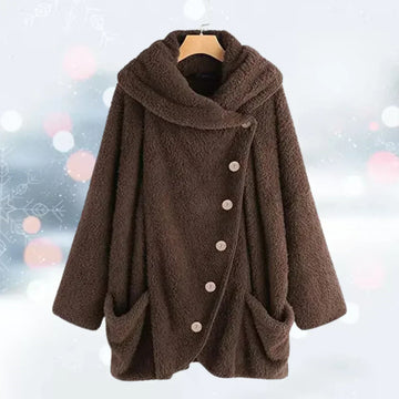 Women's cozy button-up fleece coat