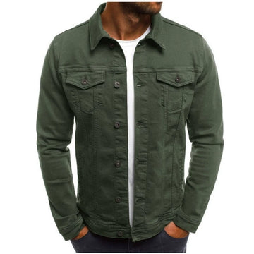 Men's olive green utility jacket casual and comfortable