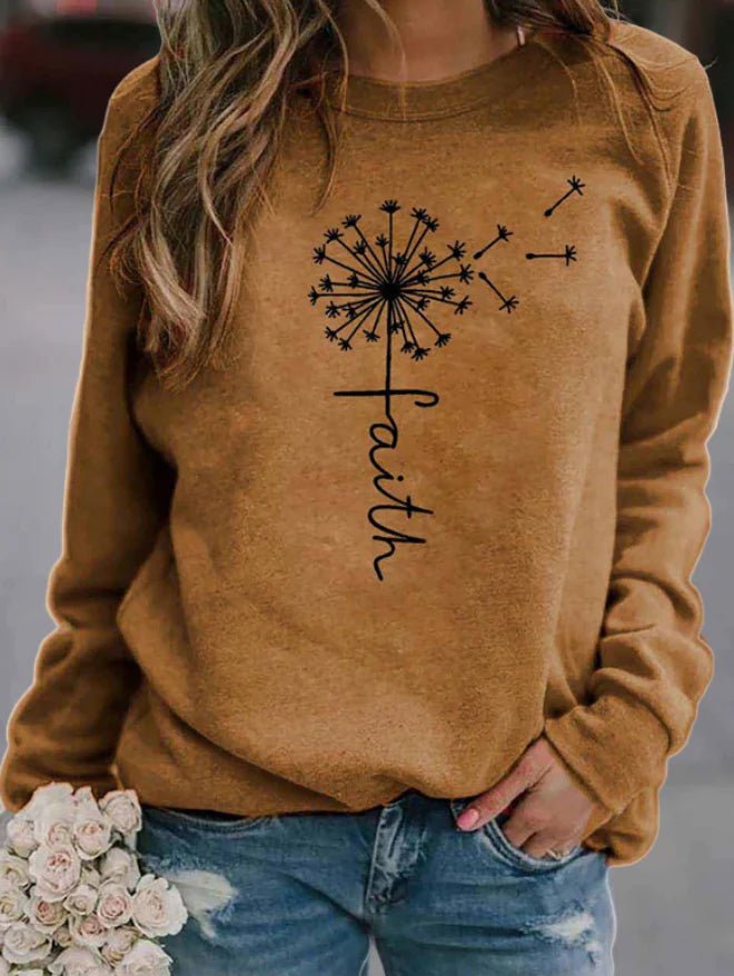 Women's casual round neck sweater long sleeve streetwear