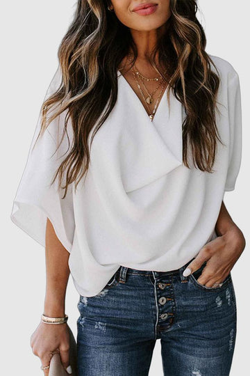 Tara - Casual Solid Patchwork V-neck Top