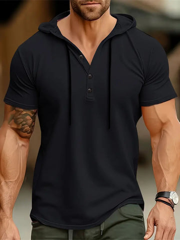 Men's short sleeve hooded shirt