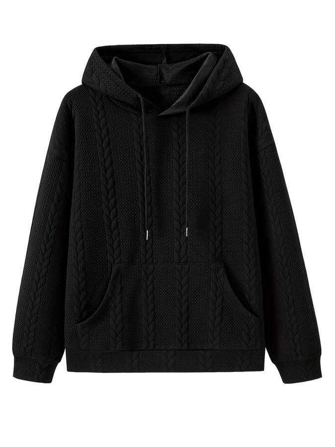 Men's hooded cable knit sweater