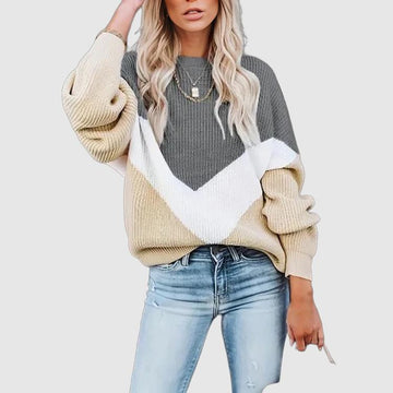 Elegant women's pullover sweater with round neck