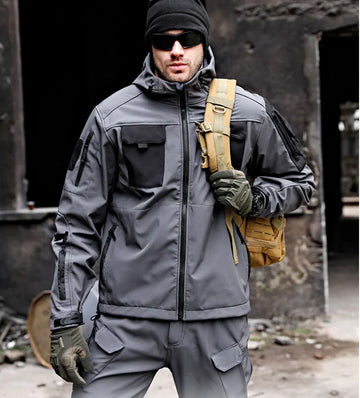 Men's tactical jacket with patch areas