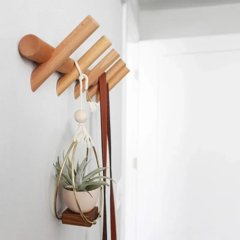 Solid Wood Angled Wall Peg Rack