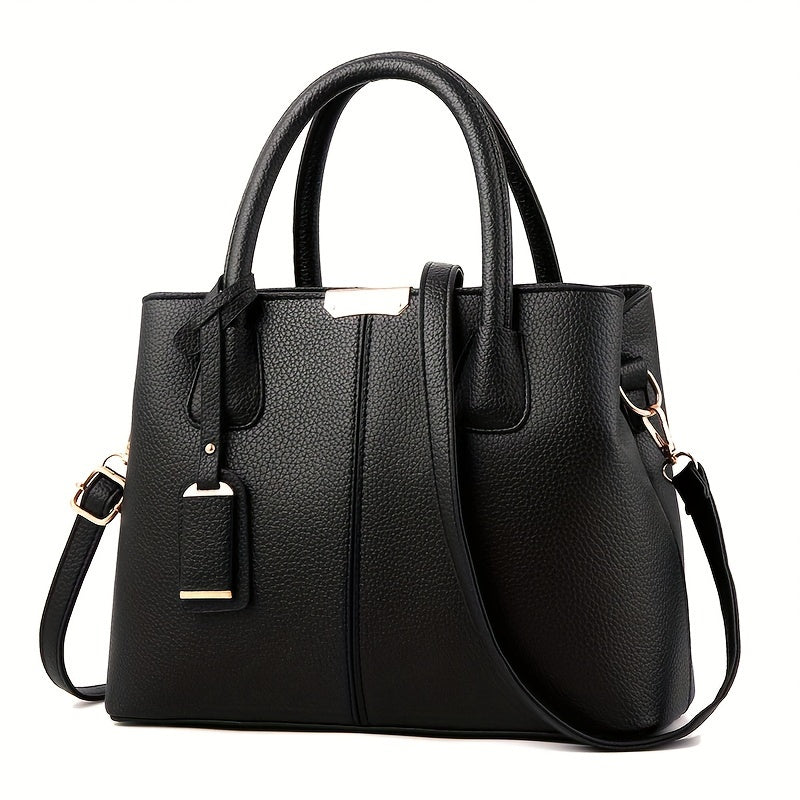 Valencia | Structured PU Leather Satchel Handbag with Charm