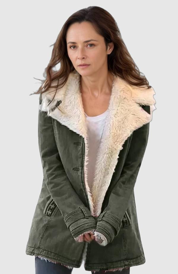 Women's Sherpa-Lined Fleece Jacket - Warm Winter Coat, Soft Casual Outerwear