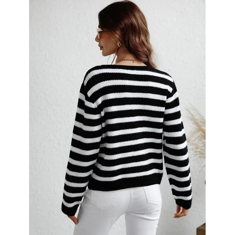 Women's striped button-up cardigan for chic comfort