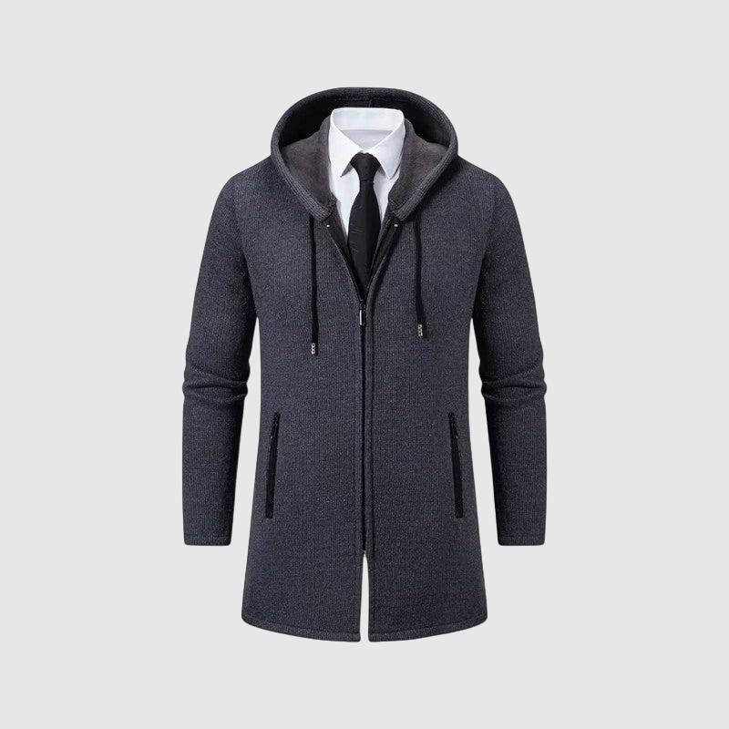 Men mid-length casual hooded coat