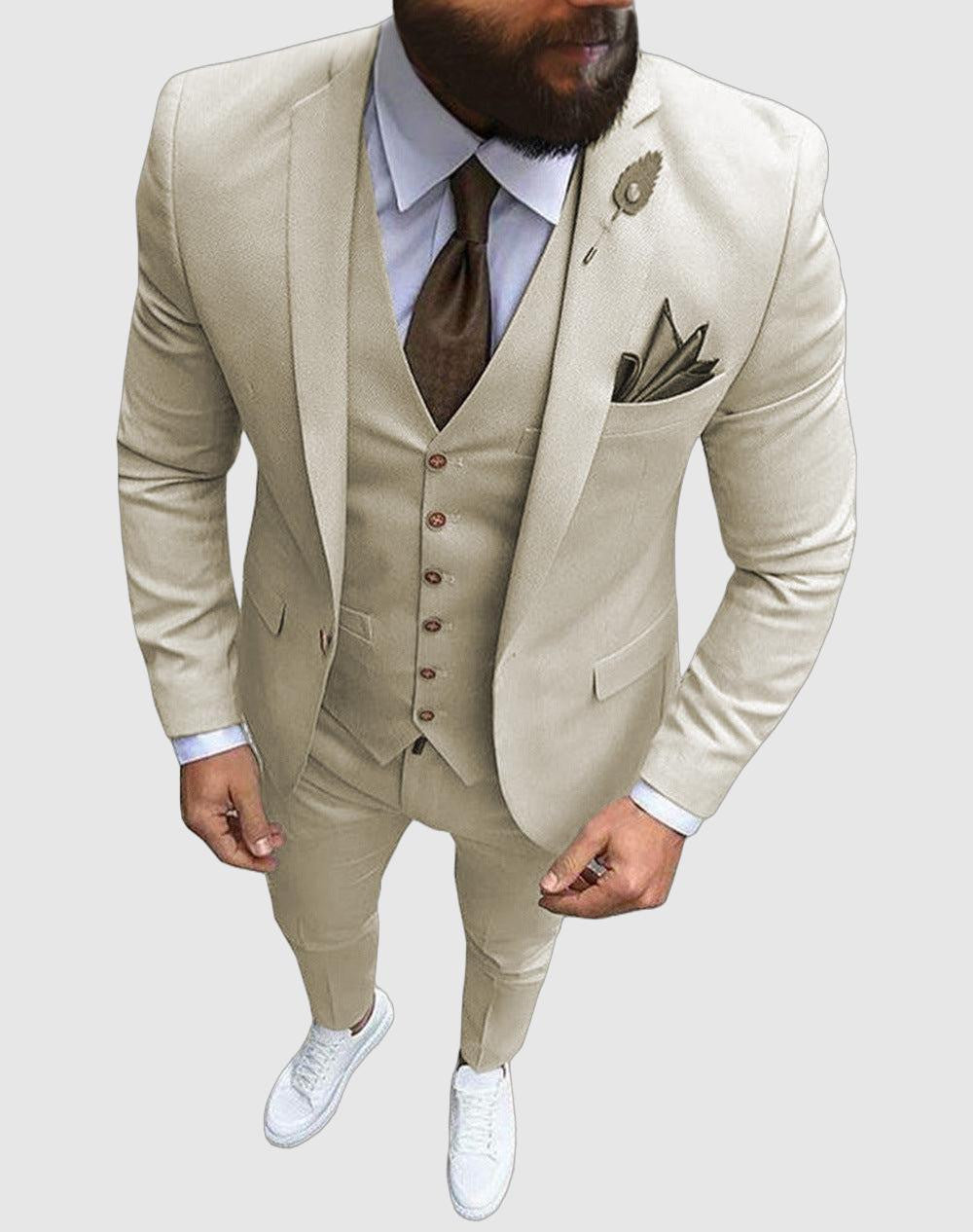 Three-piece classic formal suit for men