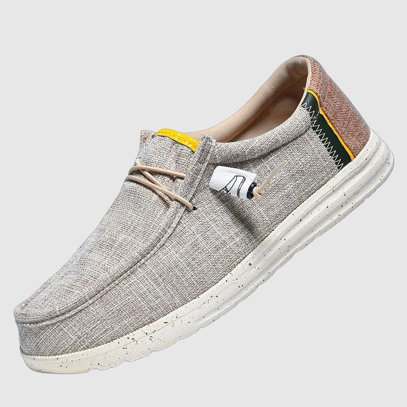 Men's comfortable canvas loafers with lace-up detail