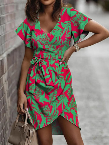 Ariella - V-Neck Belted Dress