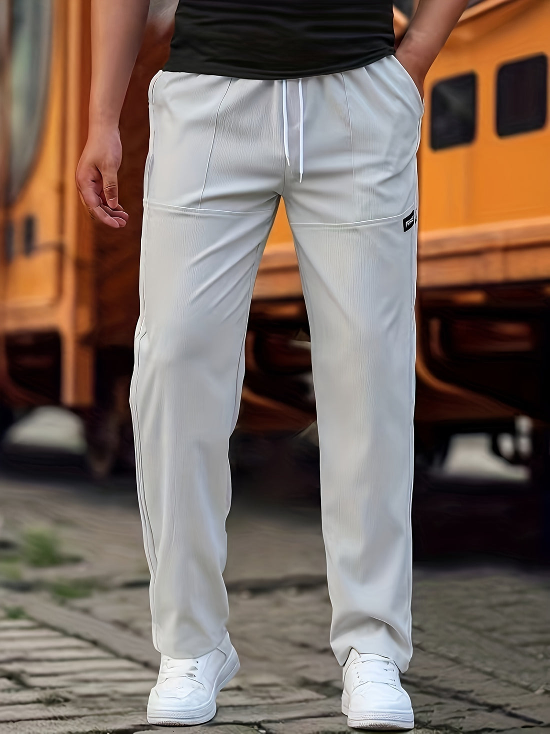 Casual drawstring men pocket jogger pants