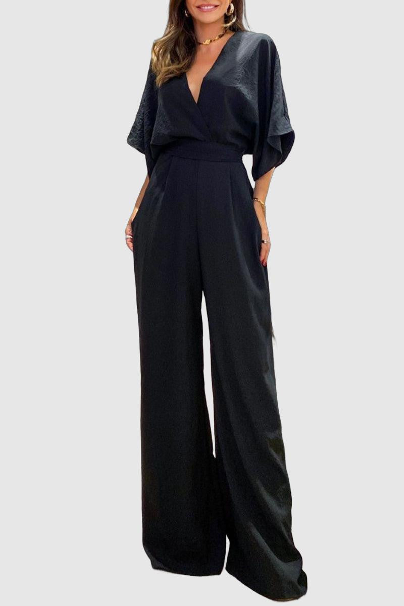 Alaia - V-Neck Loose Jumpsuits