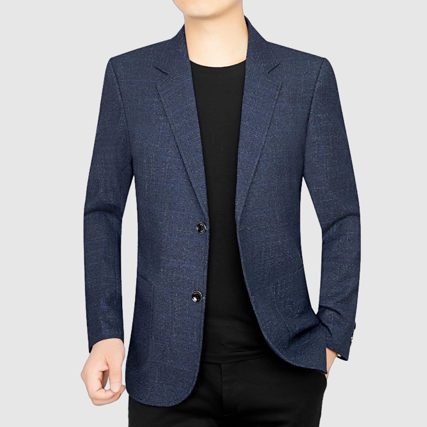 Men's blue double-breasted blazer