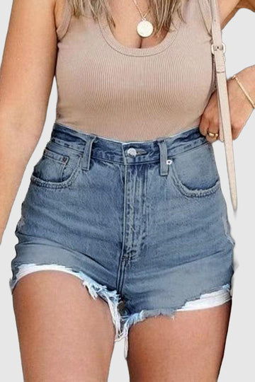 Margot - casual ripped high waist denim shorts