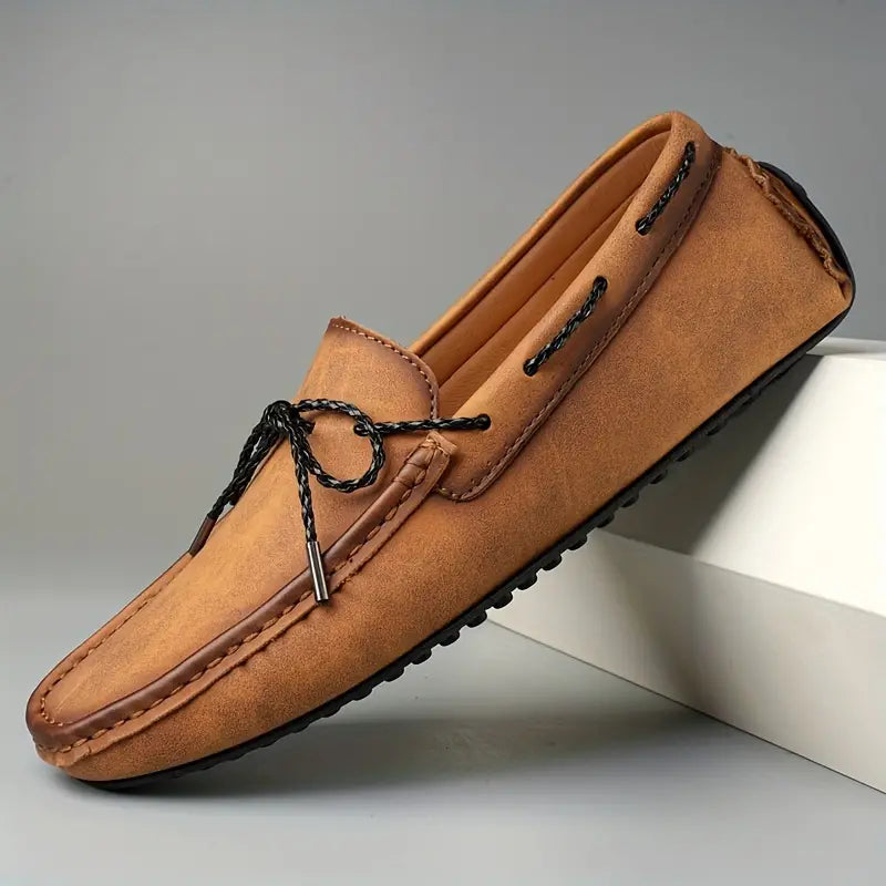 Men's driving loafers with lace-up closure