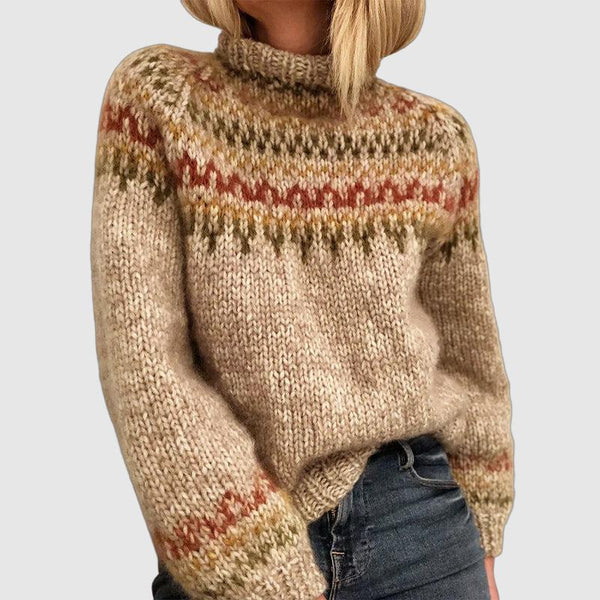 Veronica Wool Turtleneck Sweater | Fair Isle Relaxed Fit Sweater