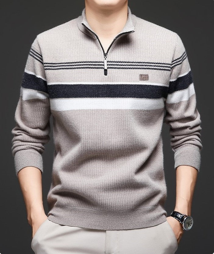 Men's striped color block sweater