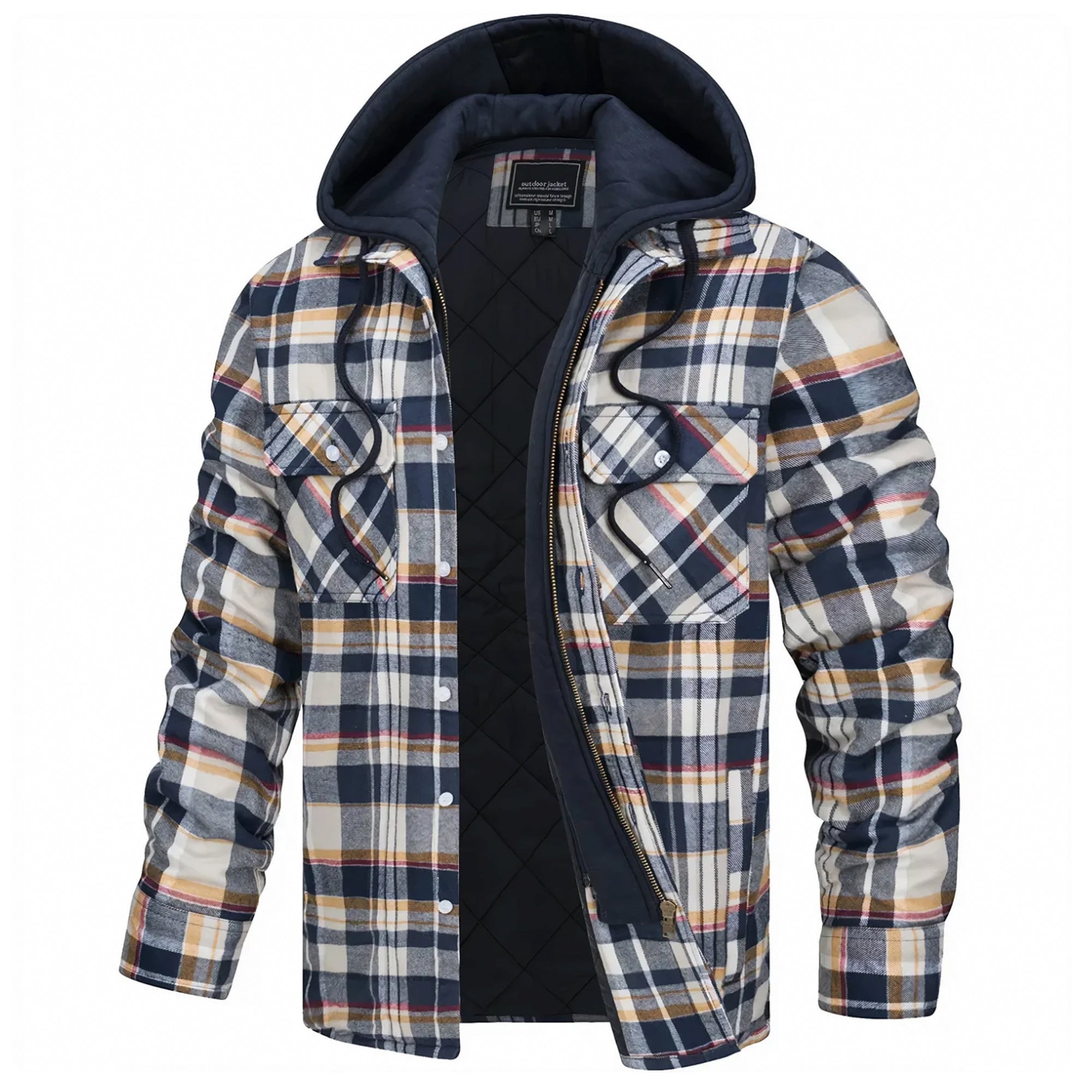 Braedon - plaid long sleeve hooded jacket