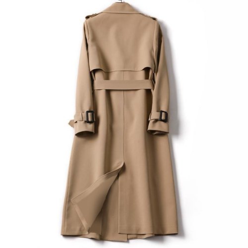 Women's Trench Coat - Double-Breasted Belted - Water-Resistant Long Classic Fit