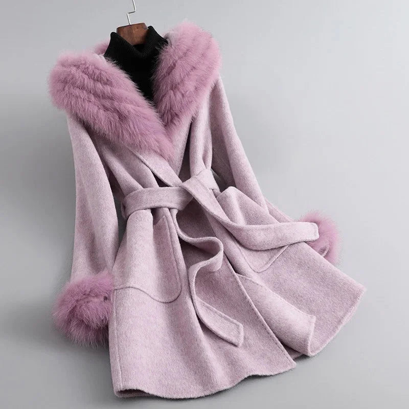 Women's Elegance accented wrap coat