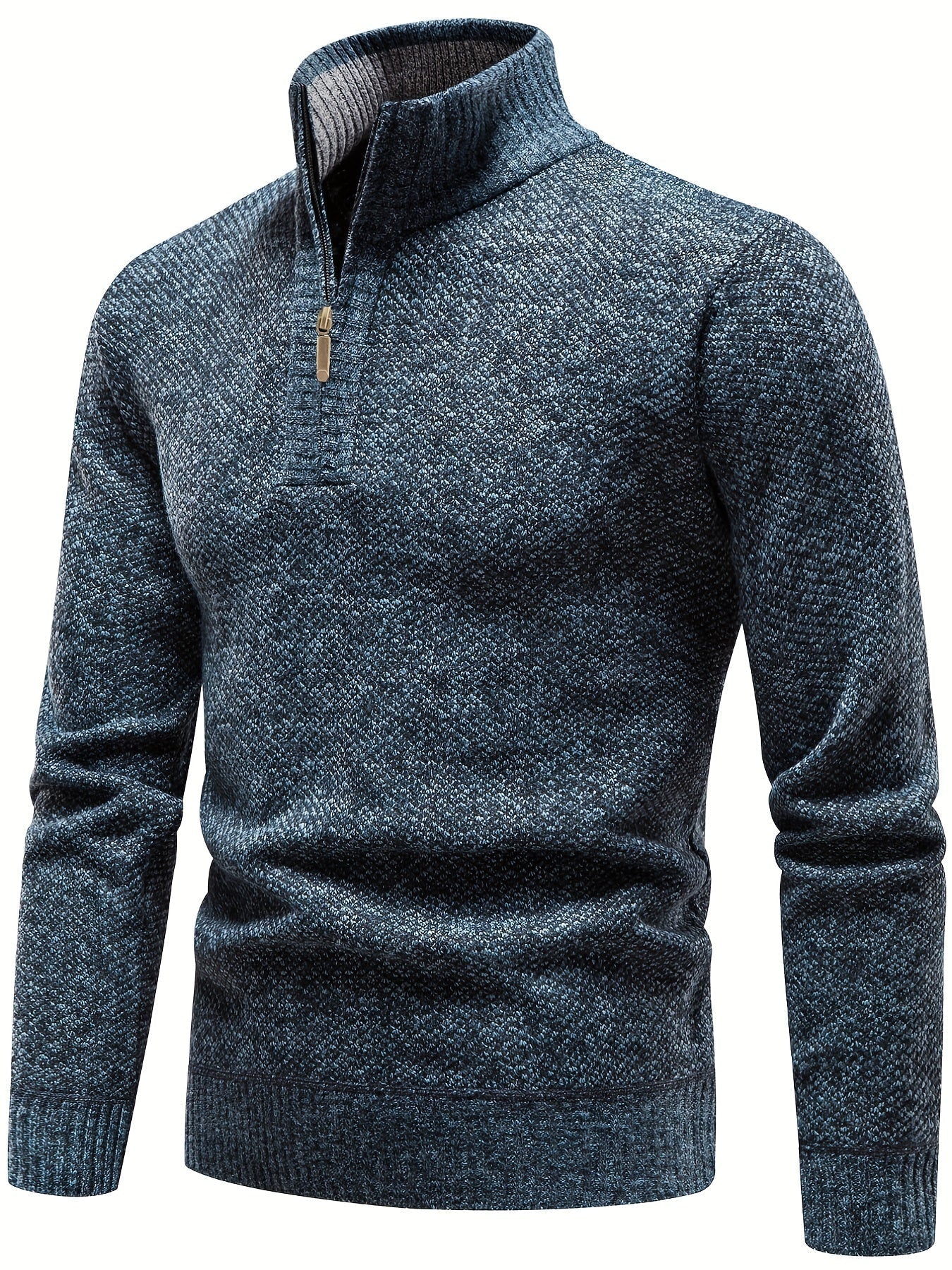 Men's plus velvet thickened winter sweater with half-zipper turtleneck