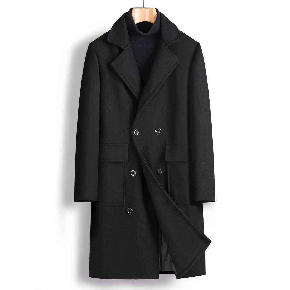 Men's Elegant Double-Breasted Overcoat