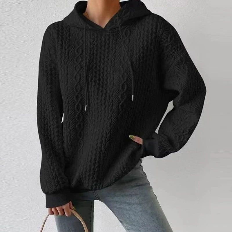 Women's oversized cable-knit hooded sweater