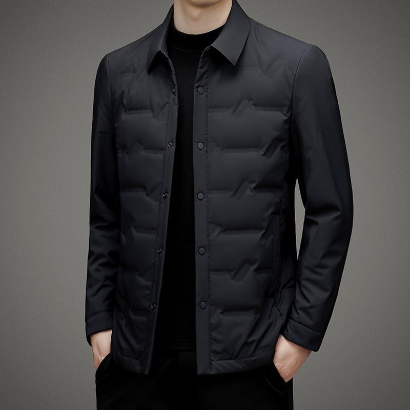 Men's Lightweight Puffer Shirt Jacket – Stylish Button-Up Outerwear