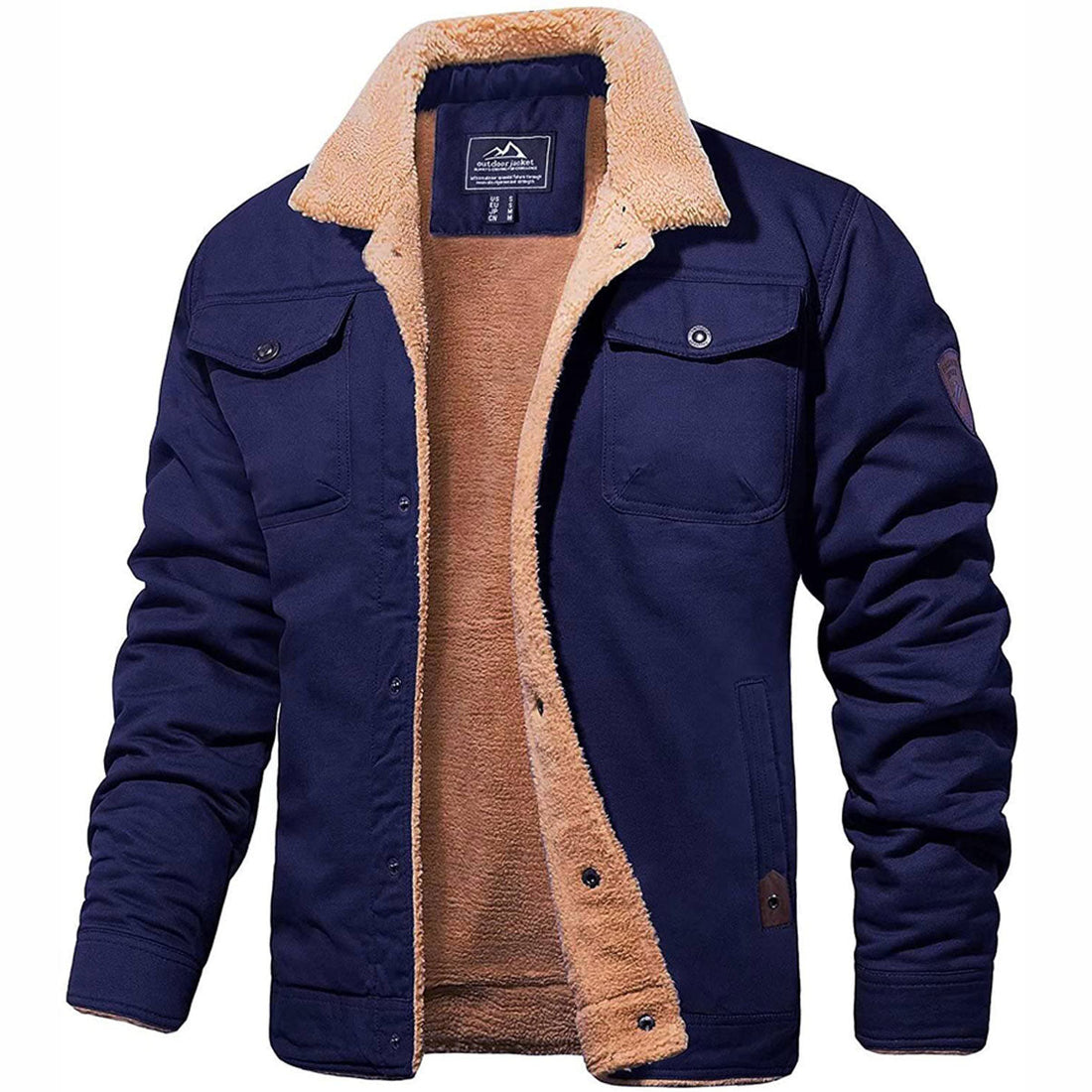 Retro windproof jacket for men with lapel collar