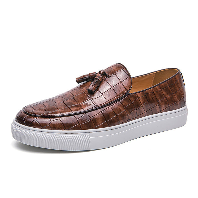 Men's Crocodile Pattern Loafers – Slip-On Tassel Casual Shoes