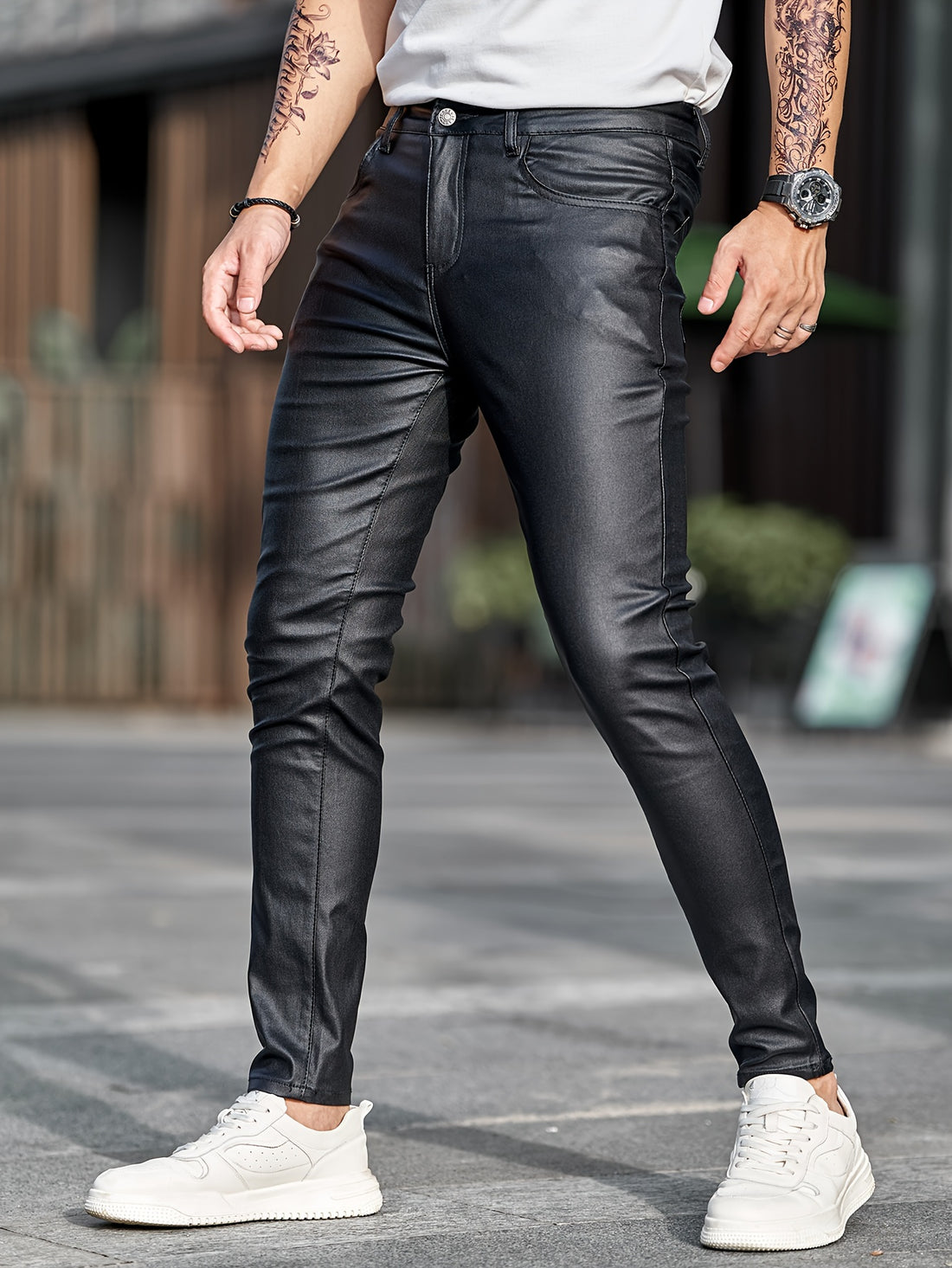 Casual high stretch skinny jeans for men