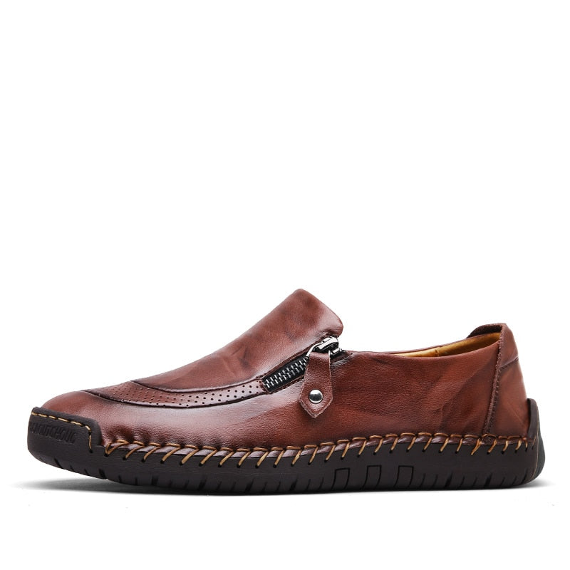 Men's casual loafers with side zipper