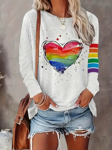 Women's rainbow heart graphic sweatshirt