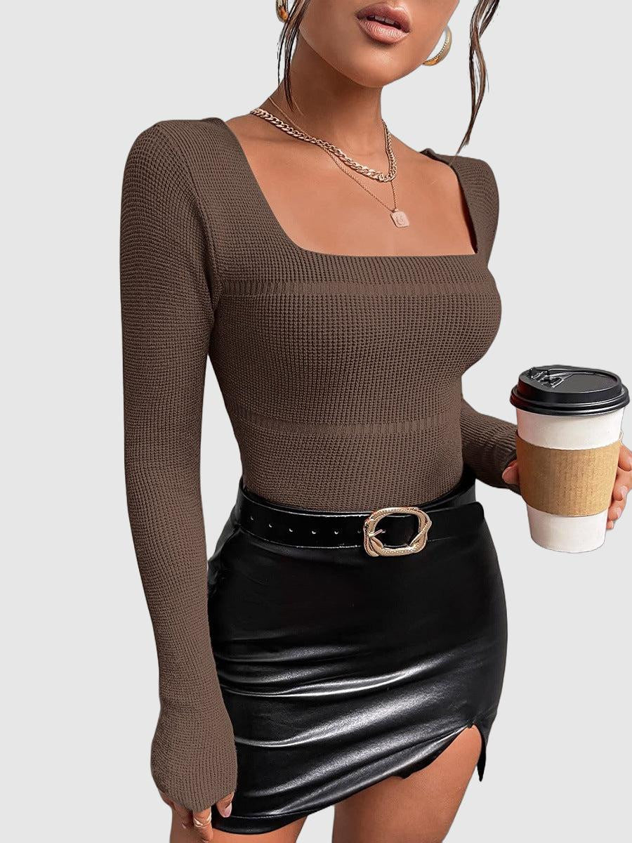 Women's long sleeve square neck knitwear top