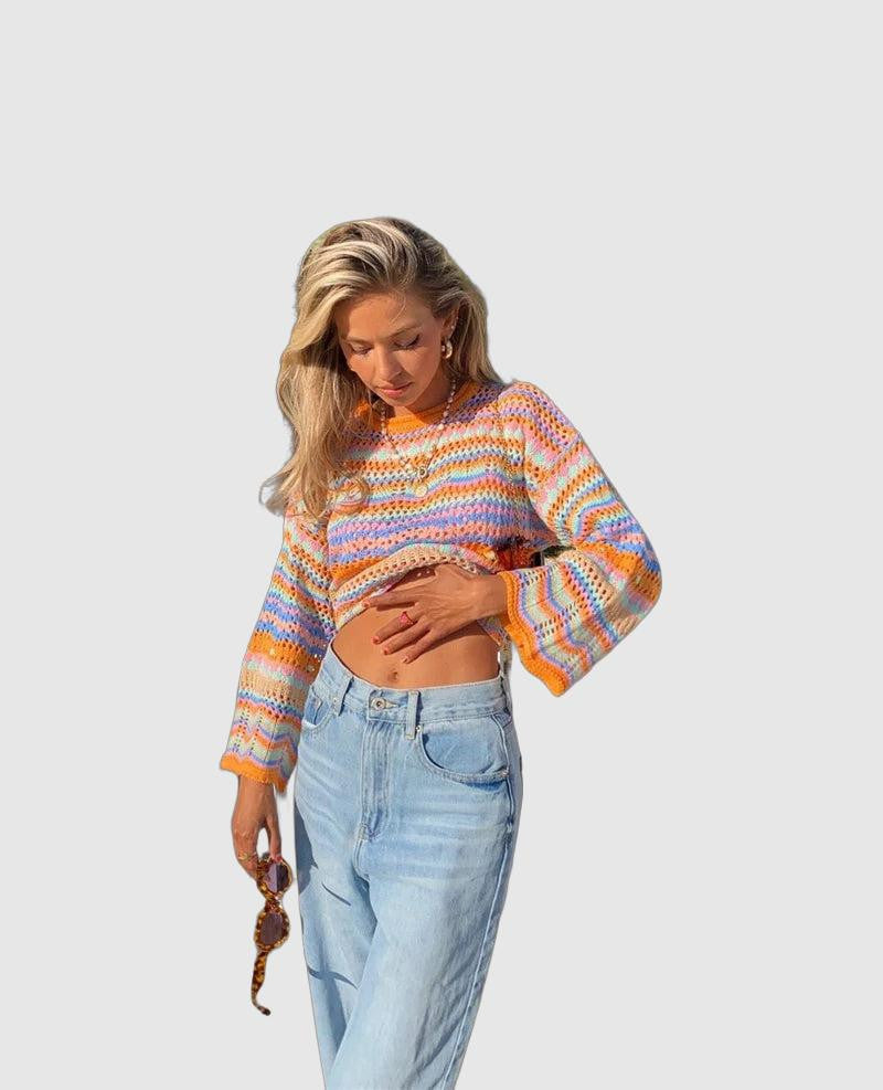 Women's vibrant crochet crop top