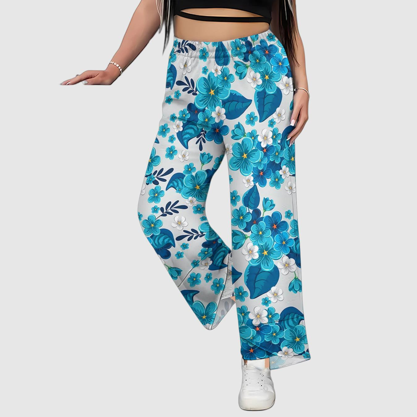 Women's colorful floral print casual loose pants