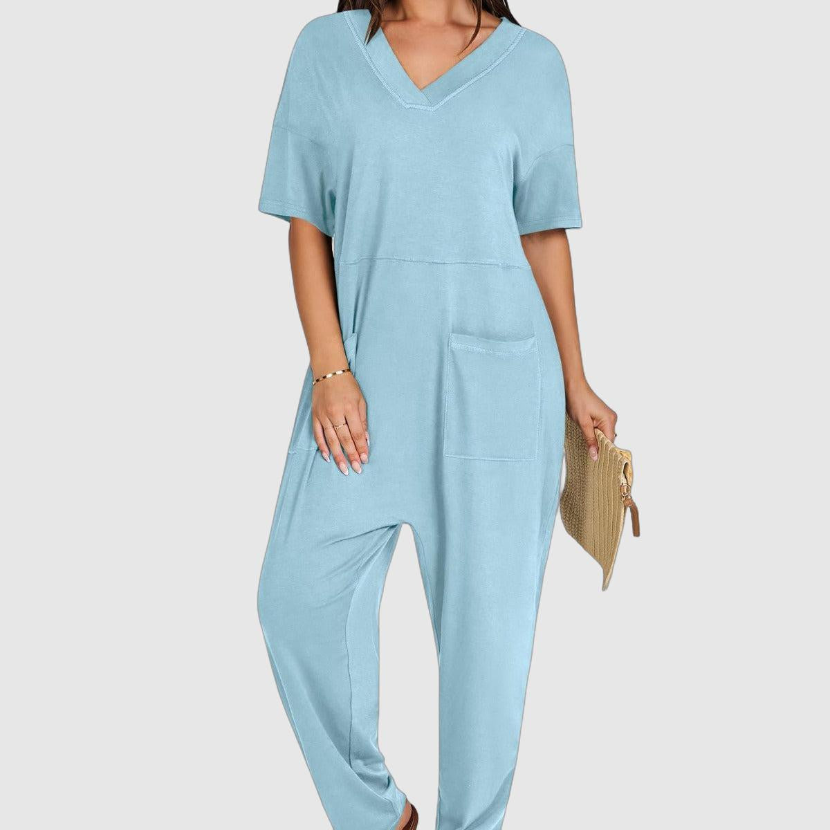 Charice - Classy Solid Color Pocket Jumpsuit