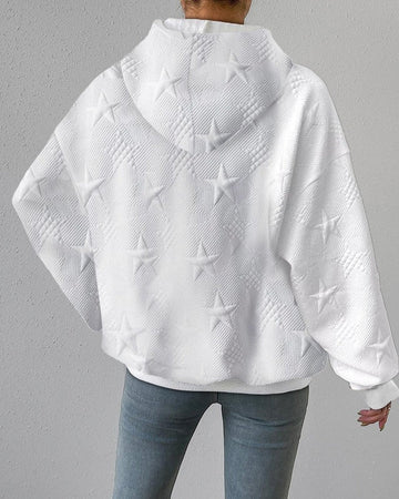 Women's star-embossed hoodie for standout casual wear