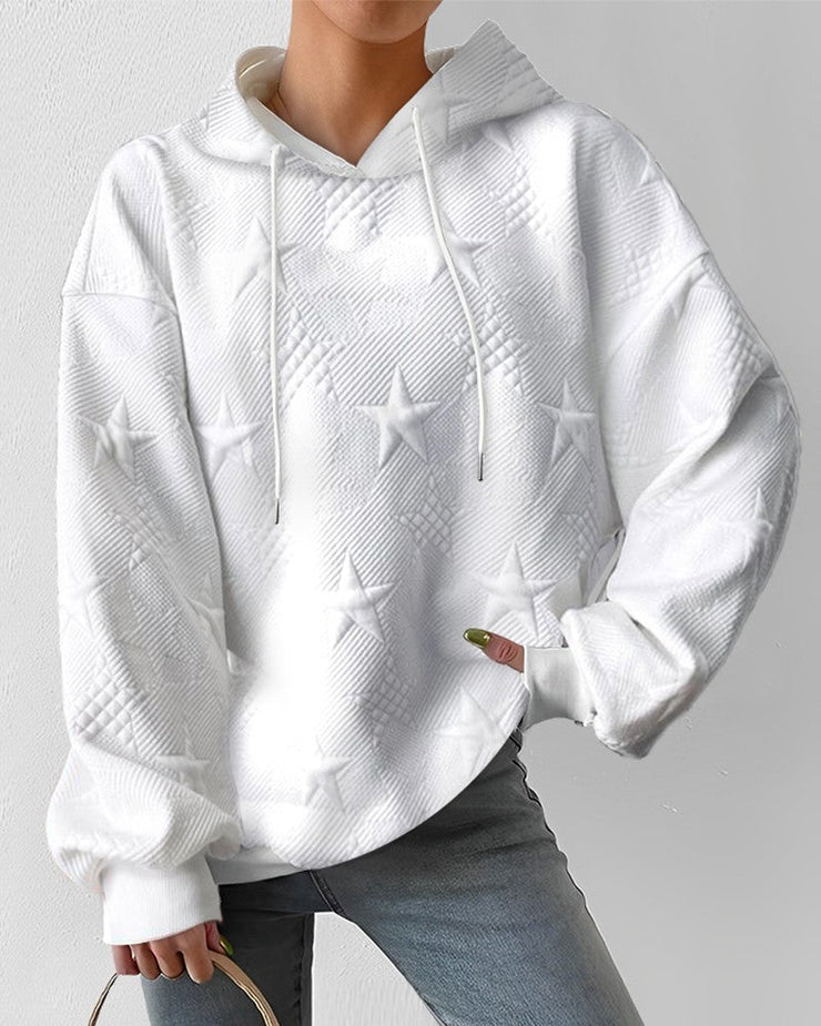 Women's star-embossed hoodie for standout casual wear