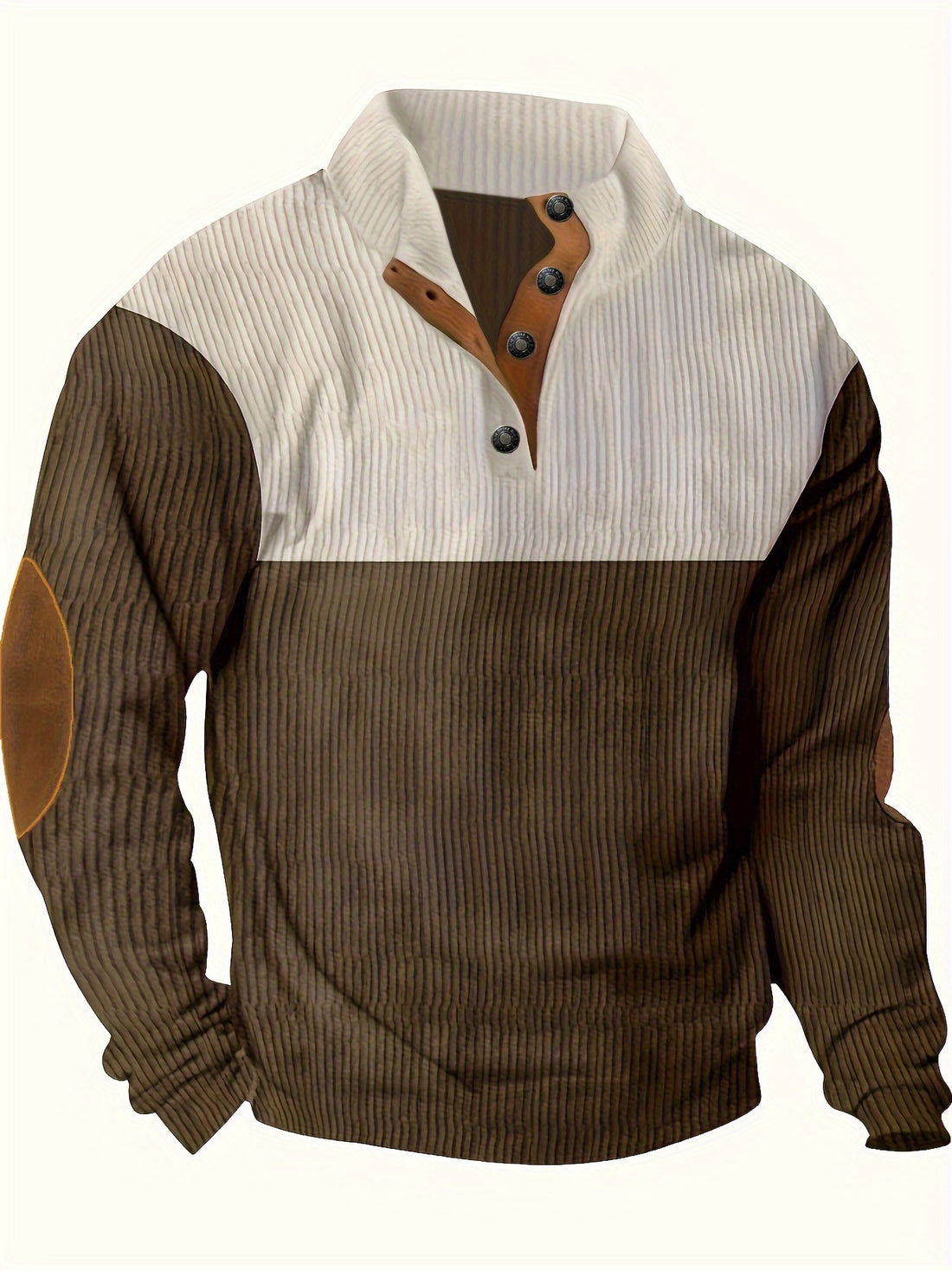 Retro color block knitted ribbed sweater for men