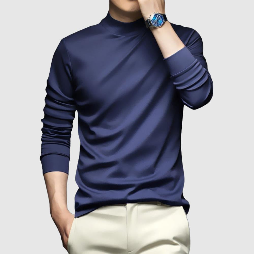 Men's slim fit half-high collar long-sleeved t-shirt