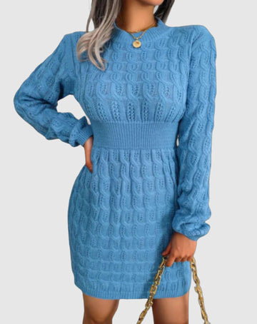 Donna - Cozy Knit Mini Dress with Long Sleeves